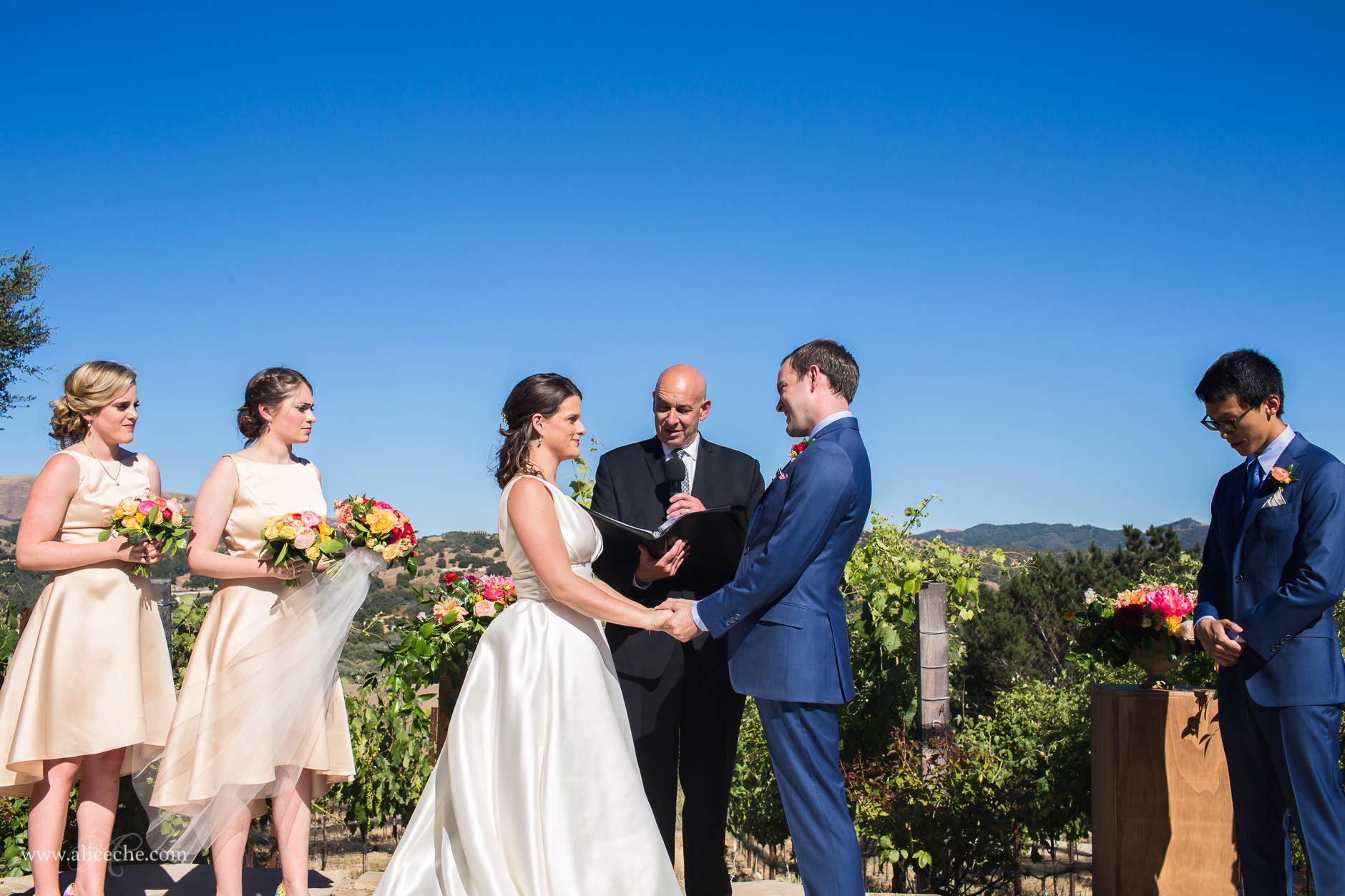 Wedding at Casitas Estate Photos Bride and Groom during Ceremony